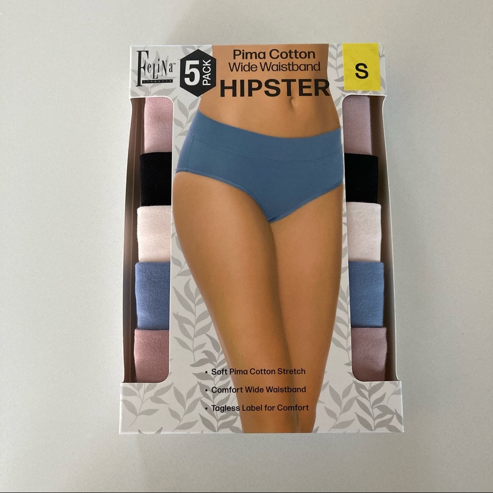 Felina Women’s Size S 5 Pairs Pima Cotton Hipster